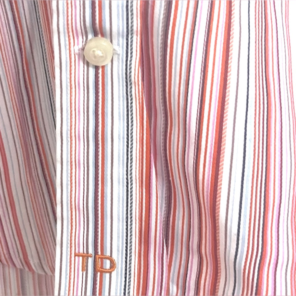 Size 14-16 L Striped Multicolor Button-Down Shirt